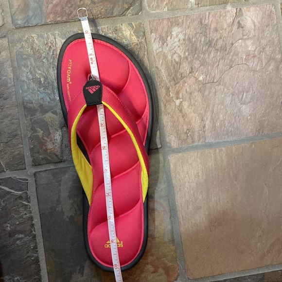 Adidas Women’s Flip Flops, GUC. Sz 7. In rose and yellow. - Picture 5 of 8